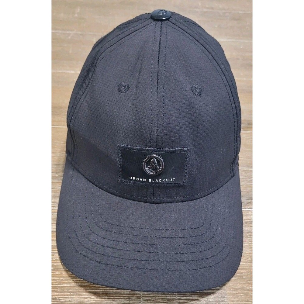 Urban Blackout Hat Cap Black Adjustable Strap Patch